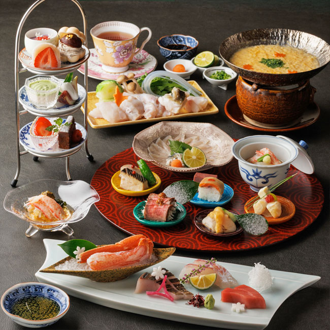 冬の贅沢美味 淡路3年とらふぐとずわいがに 五味五彩の口福皿付き